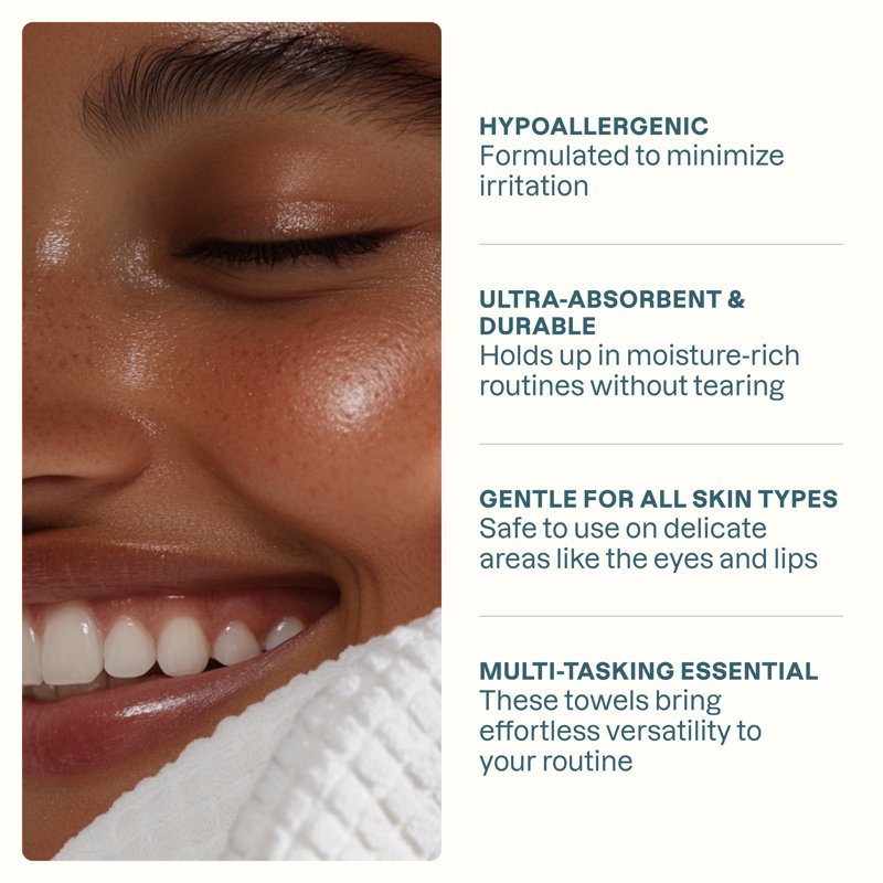 Disposable Hypoallergenic Face Towels - Extra Large, 40 Count