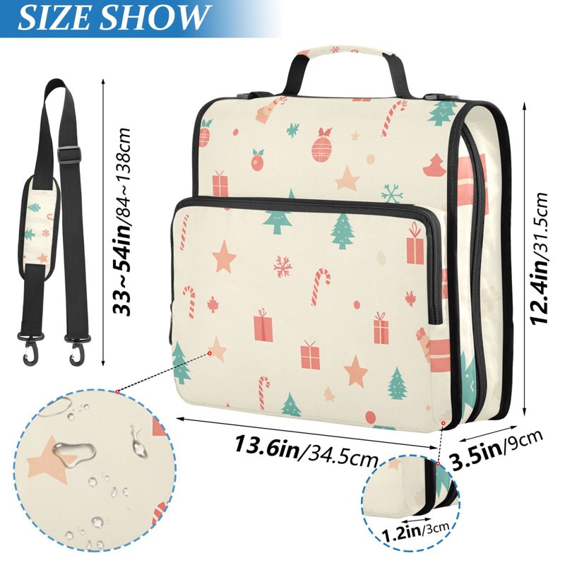 Waterproof 3 Ring Zipper Binder with Shoulder Strap 2 Inch Capacity Organizer