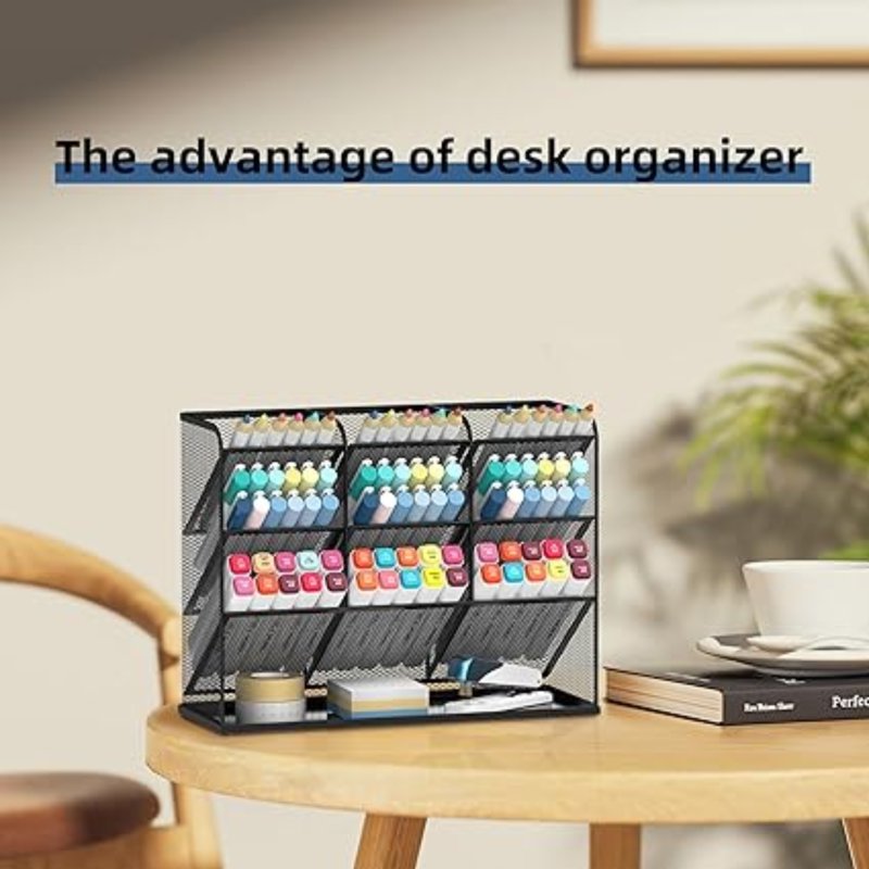 Mesh Desk Organizer with 10 Compartments for Office & Home Storage