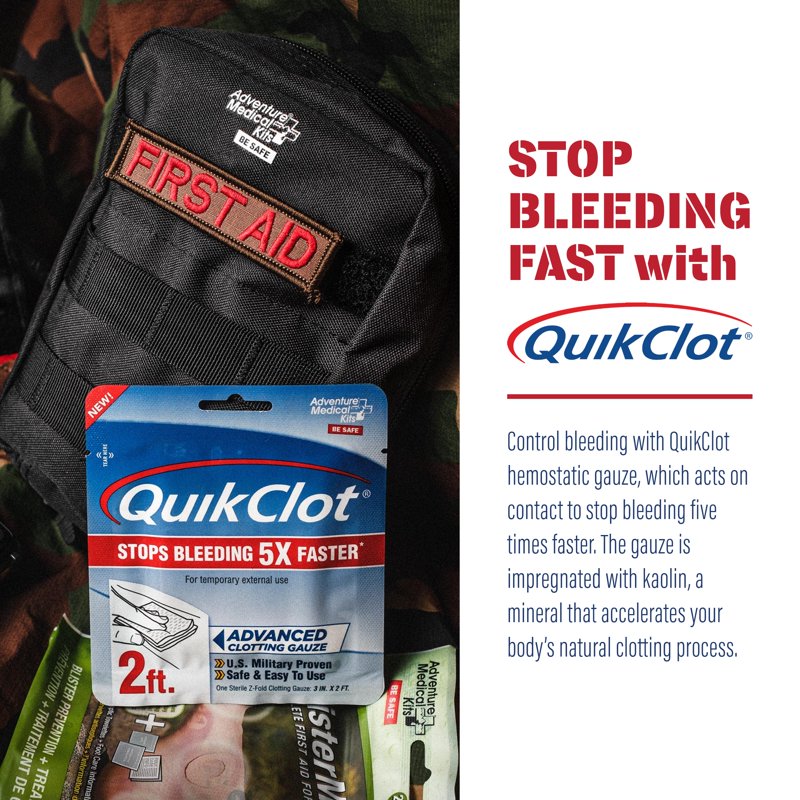 Trauma First Aid Kit with QuikClot Hemostatic Gauze - MOLLE Bag Emergency Medical Supplies