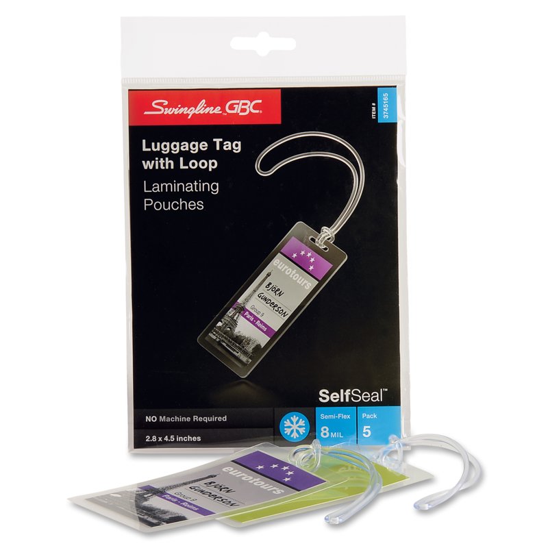 SelfSeal Clear Laminating Pouches 8 Mil, Luggage Tag Size, 5 Pack