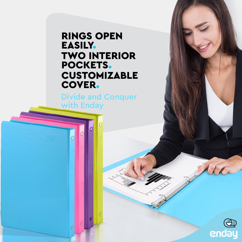 3-Ring View Binder 1/2 Inch Pack of 4 Assorted Colors Durable & Eco-Friendly