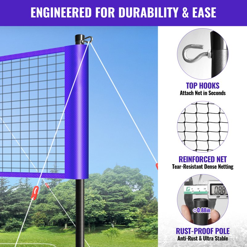 4-Way Volleyball Net Set - Adjustable Height for Backyard & Beach Games