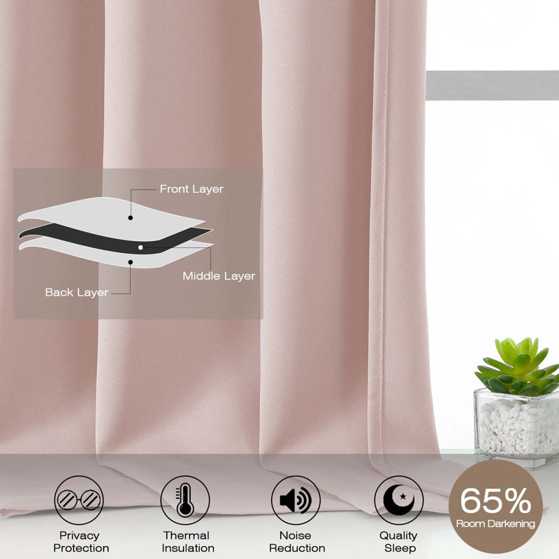 Room Darkening Window Valances 2 Pcs - Short Kitchen & Bedroom Curtains