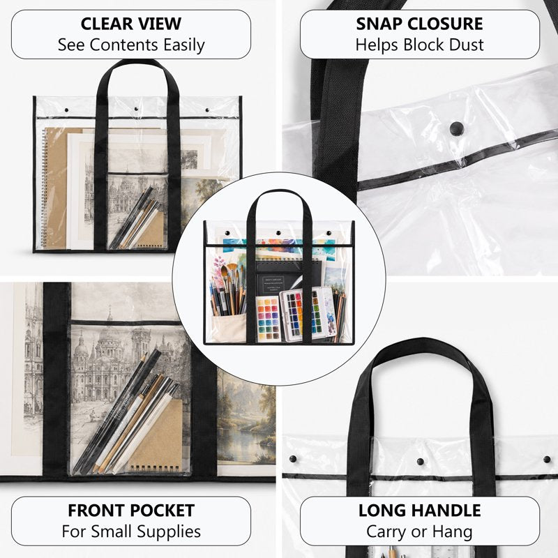 Large Art Portfolio Bag 2 Pack - 30 x 24 Inch Poster Storage with Handle & Front Pocket
