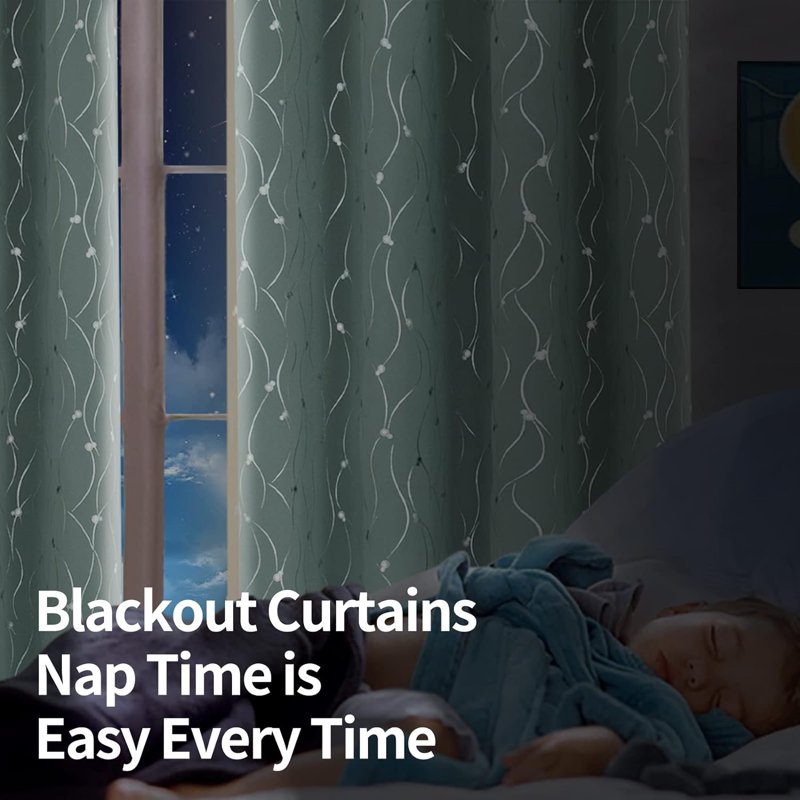 Room Darkening Insulated Blackout Curtains 84 Inches Long - Grommet Panel for Bedroom & Living Room