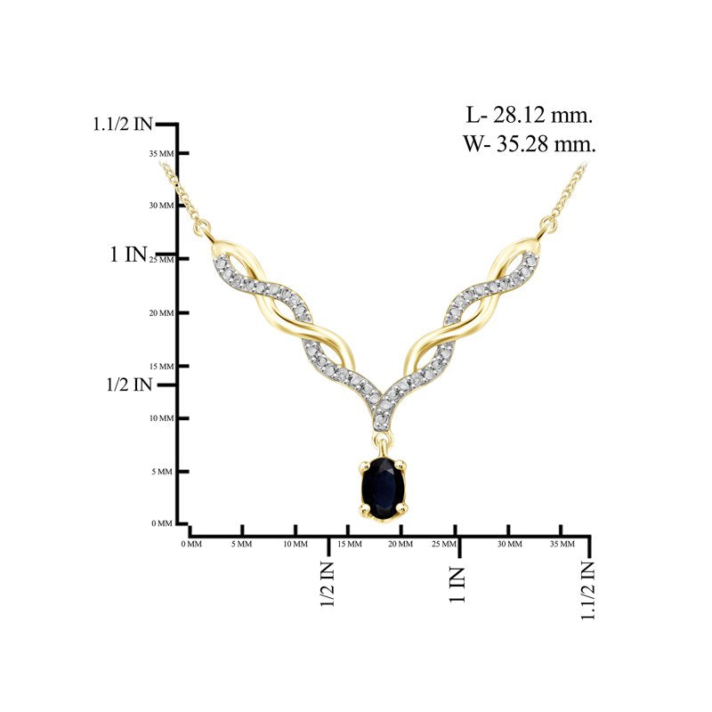Women's Sapphire Pendant Necklace with Diamonds - 0.67 Carat T.G.W. Jewelry