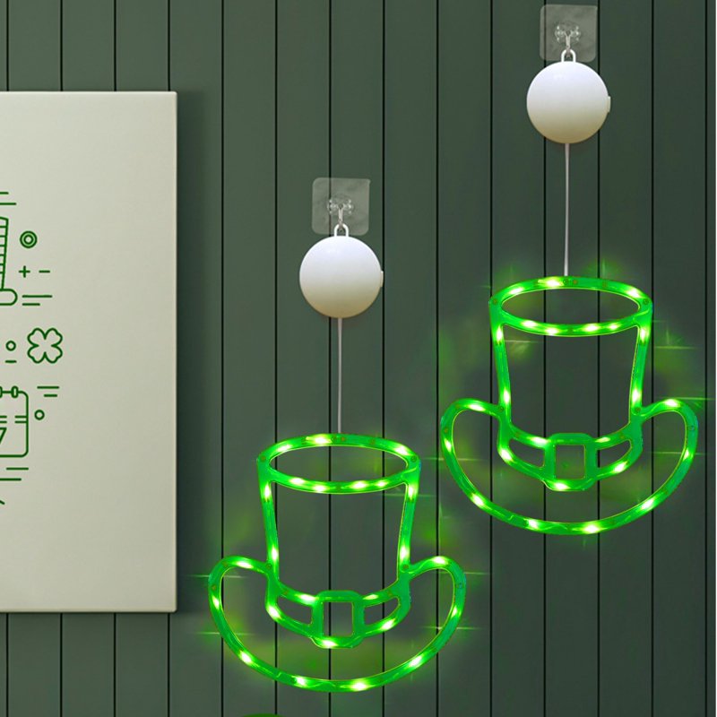 Leprechaun Hat LED Window Lights for St Patrick's Day Indoor Outdoor Decor