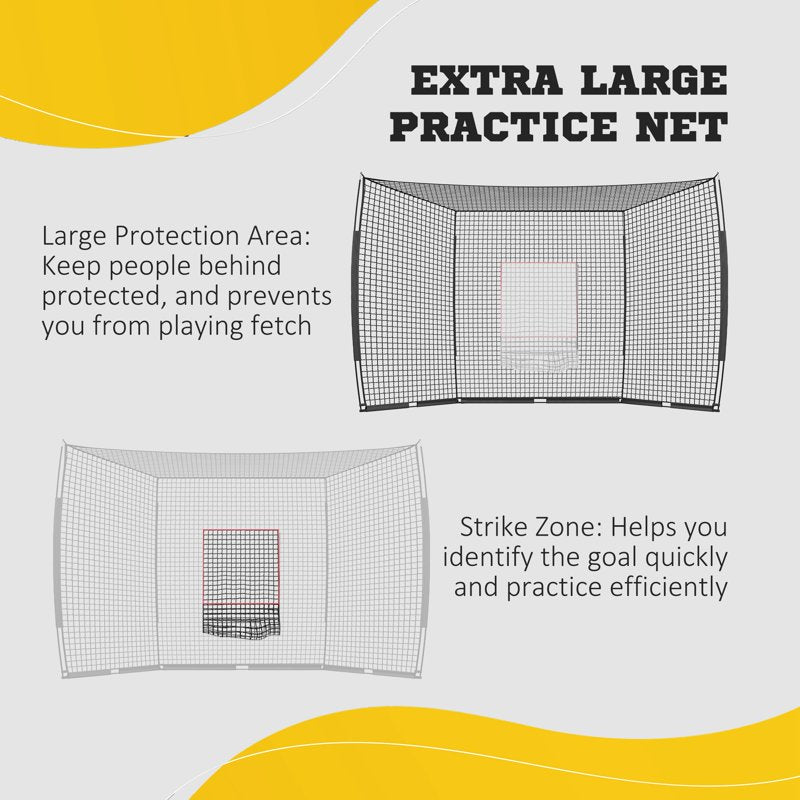 Extra Large Baseball & Softball Hitting Net Set with Tee & Caddy, 17x10 ft