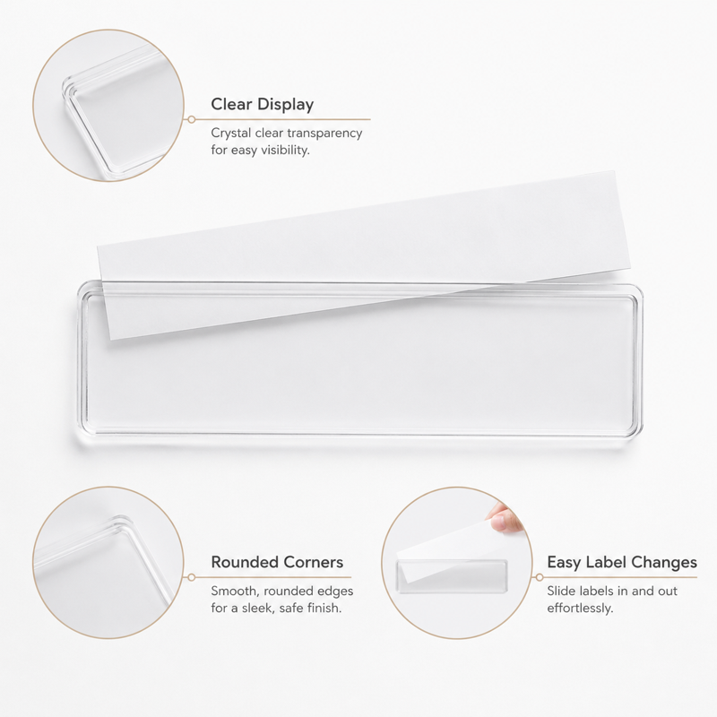 Clear Adhesive Shelf Label Holders for Organization - Pack of 60