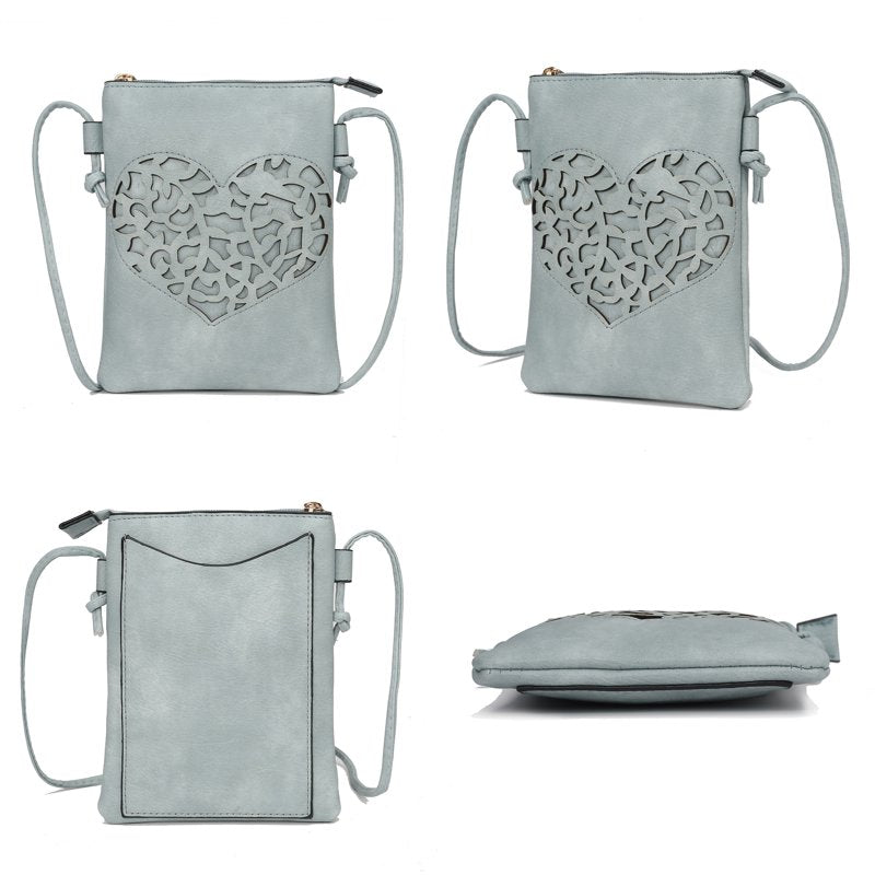 Vegan Leather Crossbody Bag for Women - Elegant Tote with Silver Accents