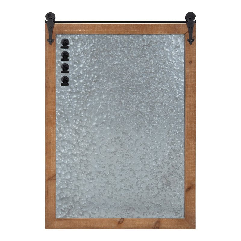 Magnetic Memo Board 22x32 Rustic Barn Door Style Galvanized Metal Organizer