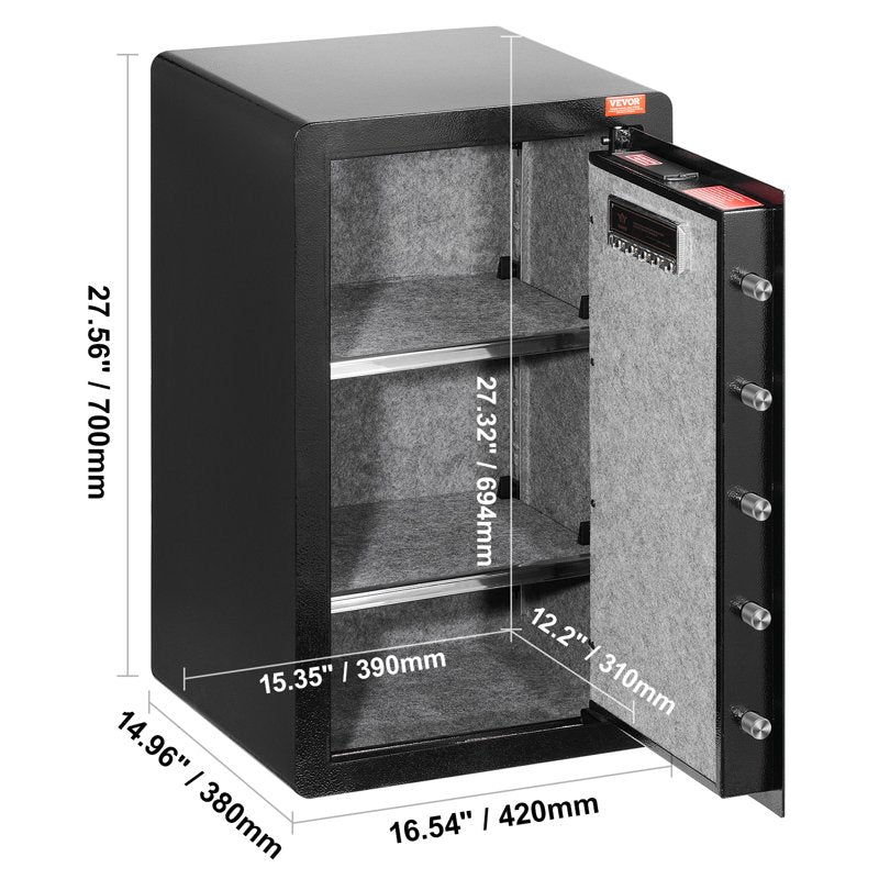 Secure 4.0 Cu.Ft Safe Box with Key Lock, Password & Fingerprint, Fireproof Bag & LED Light