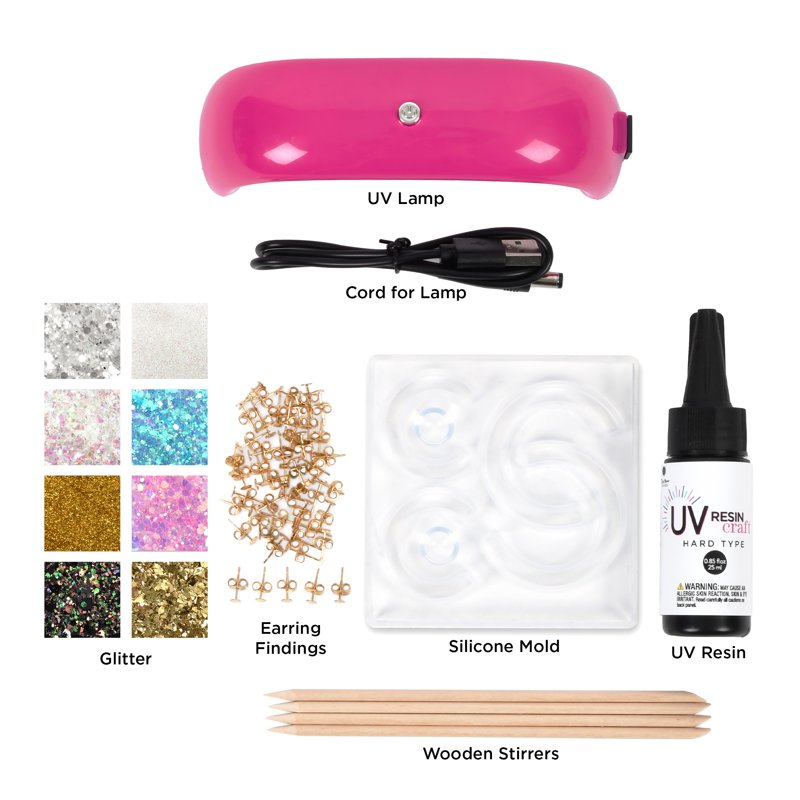 Jewelry-Making Kit with UV Resin Hoop & Stud Earrings - Multi-Color