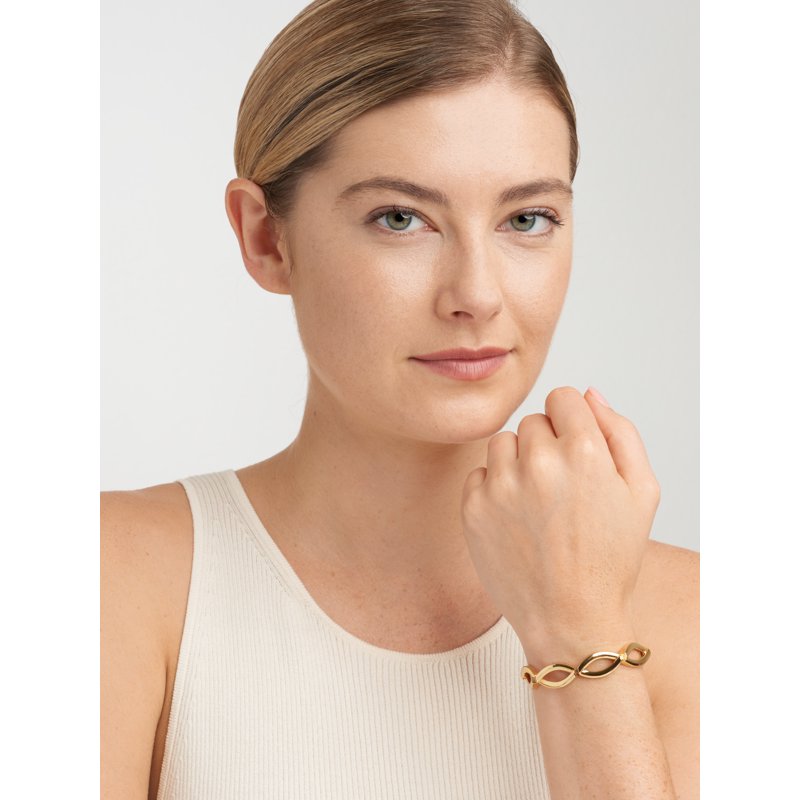 Women's Gold Over Brass Link Bracelet 7.5 Inch Jewelry Accessory