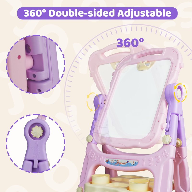 Adjustable Kids Art Easel with Magnetic Board & Personalized Name Sticker