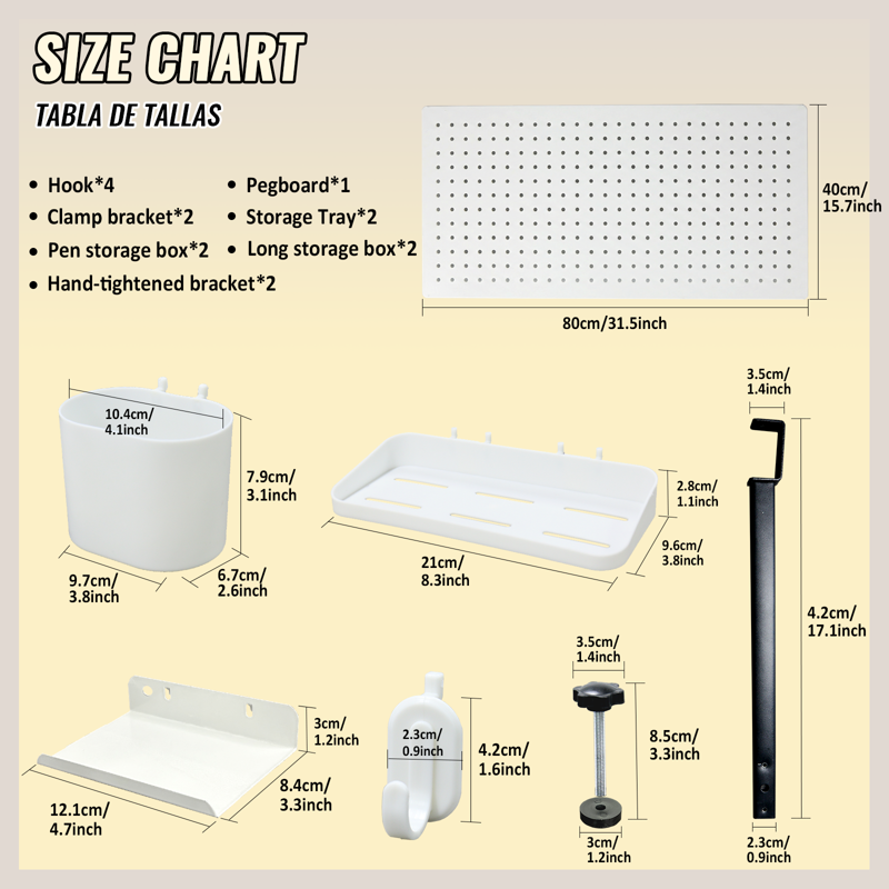 Desk Pegboard Organizer Kit with Hooks Trays & Pen Holders for Office & Craft Space