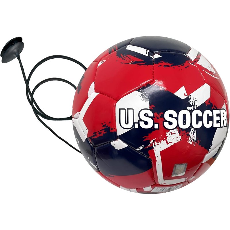 Soccer Training Ball Size 4 with Retractable Cord - PVC, US Soccer Decal