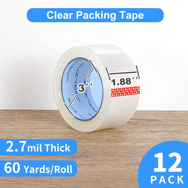 Heavy Duty Clear Packing Tape 12 Rolls, 720 Yards for Shipping & Moving