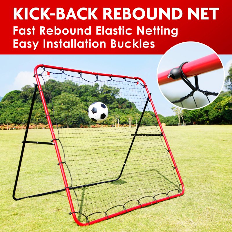 Net Playz 60 in Soccer Rebounder Training Net - 5x5ft Kick-Back Practice with Carry Bag