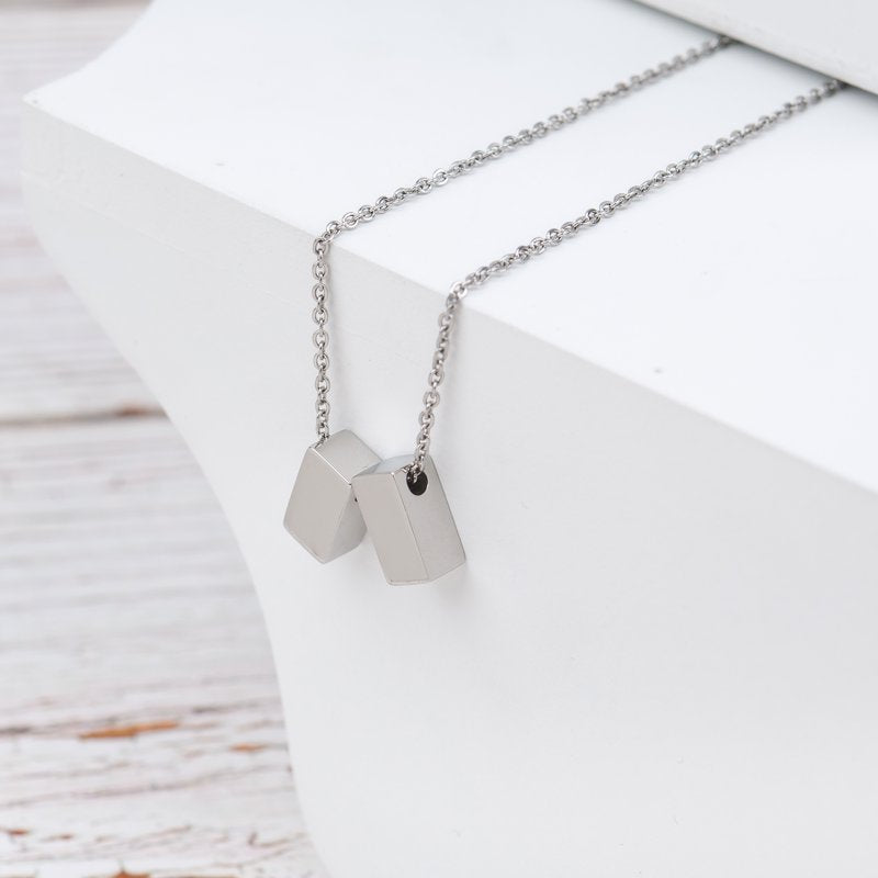 Dainty Sister Necklace with Cube Charms - Gift for Sister, Birthday, Christmas Gift for Her