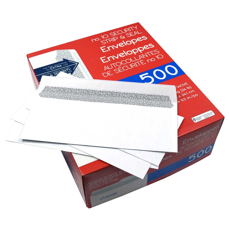 Security Strip & Seal Envelopes 4 1/8 x 9 1/2 Inches 500 Pack