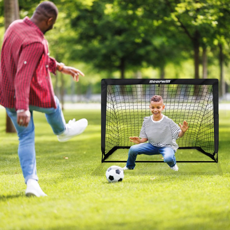4x3 ft Kids Soccer Goal Set - Portable Pop-Up Goals with Ball, Cones, Ladder & Targets (2 Pack)