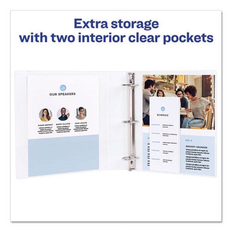 Mini Durable View Binder with 3 Rings - 1 Inch Capacity, White, Pack of 5