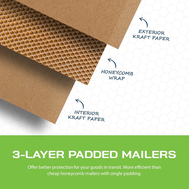 Recyclable Honeycomb Padded Mailers 6x10 Inch Bulk Shipping Envelopes