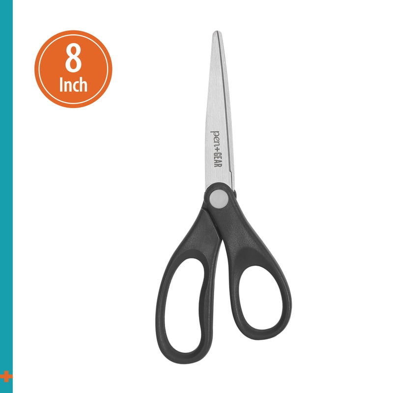 8-Inch Pointed Tip Scissors - Black Stainless Steel School & Office Supplies