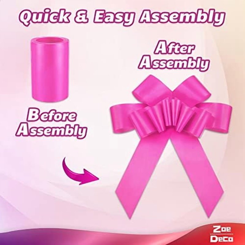 Giant Pink Car Gift Bow - 30 Inch Satin Sheen Wedding Birthday Decor