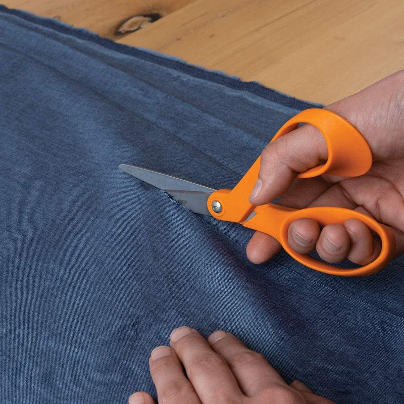 Bent Scissors, 7" Precision Ground Stainless Steel - Orange Handle