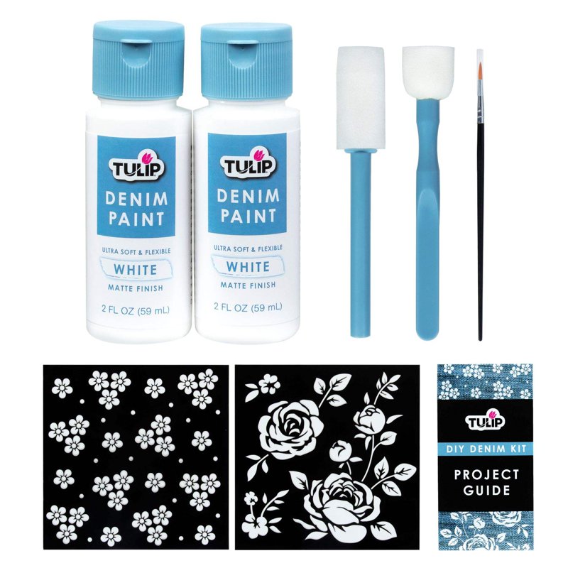 Denim Paint & Stencil Kit for Custom Jeans and Jackets - 8 Pieces