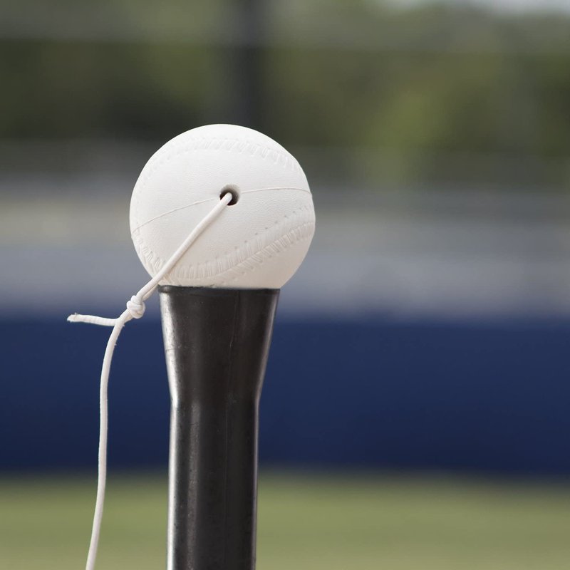 Adjustable Batting Tee Trainer with Rubber Baseball for Baseball & Softball Practice