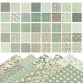 40 Pcs Sage Green Floral Cotton Fabric Squares for Quilting Sewing Crafts