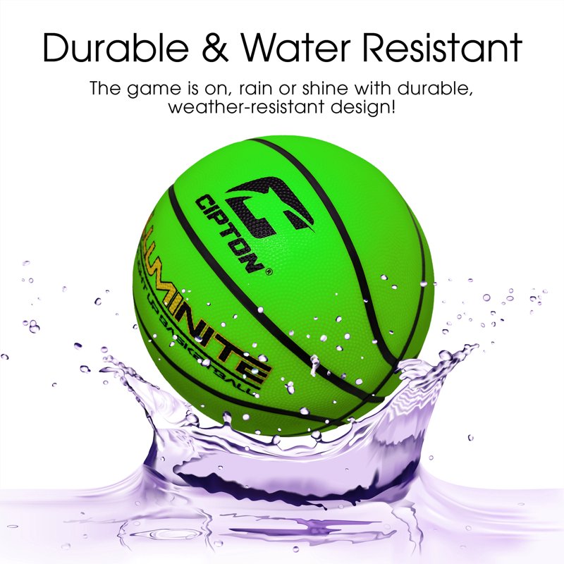 Light Up Basketball Size 6 28.5-Inch LED Glow Rubber Ball for Indoor Outdoor Play