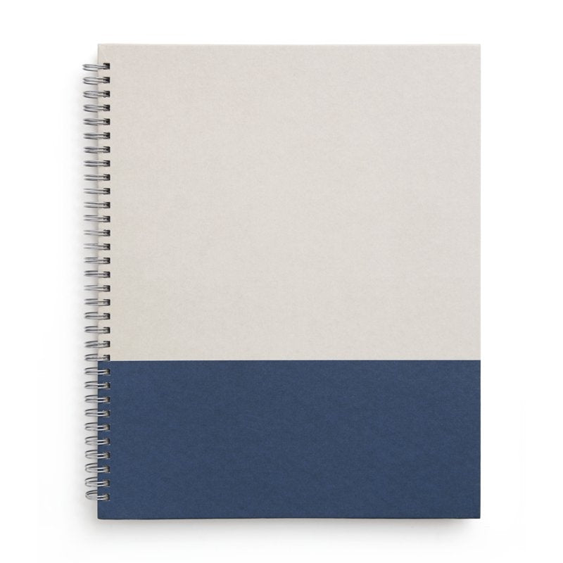 Large Hard Cover Ruled Notebook - Gray & Blue - 8.5x11, 80 Sheets
