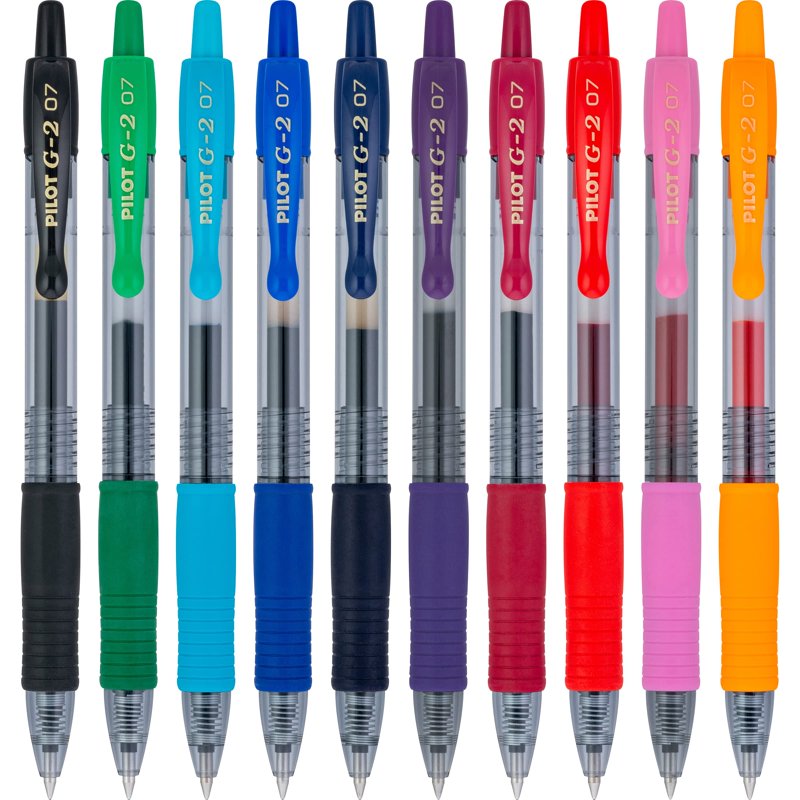 Gel Rollerball Pen Set - Refillable, Assorted Colors, Quick Dry Ink - Pack of 10