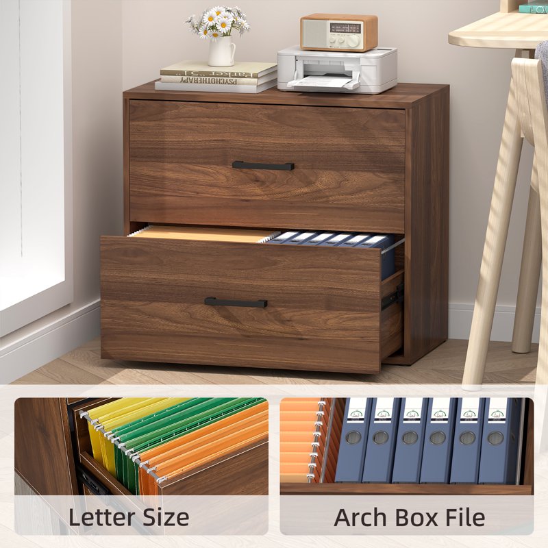 Wooden 2-Drawer Lateral File Cabinet for Office & Home Storage