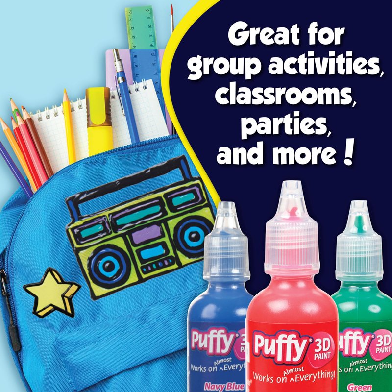 Puffy 3D Paint Artist Pack - Multi-Surface Permanent Puffy Paints, 24 Colors