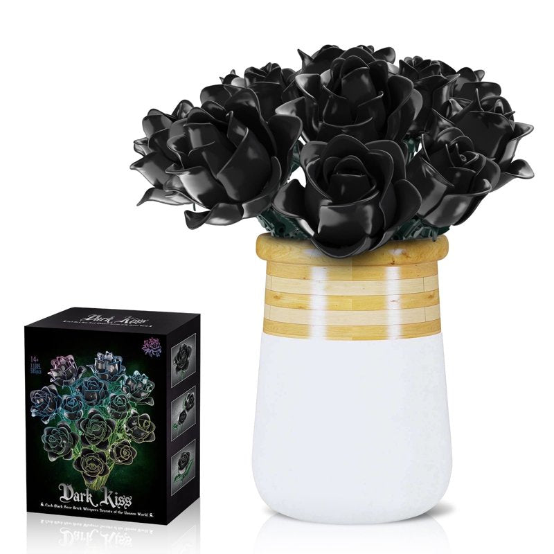 Artificial Rose Flower Bouquet Building Set - 600-Piece Decorative Plant Kit