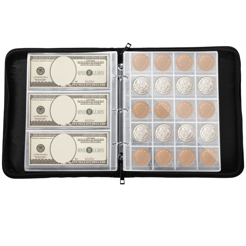 Fireproof Coin and Banknote Storage Folder with Zipper & Hard Shell - 11.22x9.25in