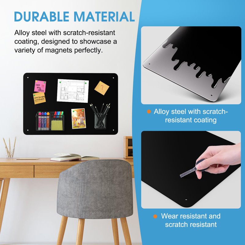 Magnetic Bulletin Board 17.5x11.4 Inch Wall Organizer with Dual Lock Tape and Screws