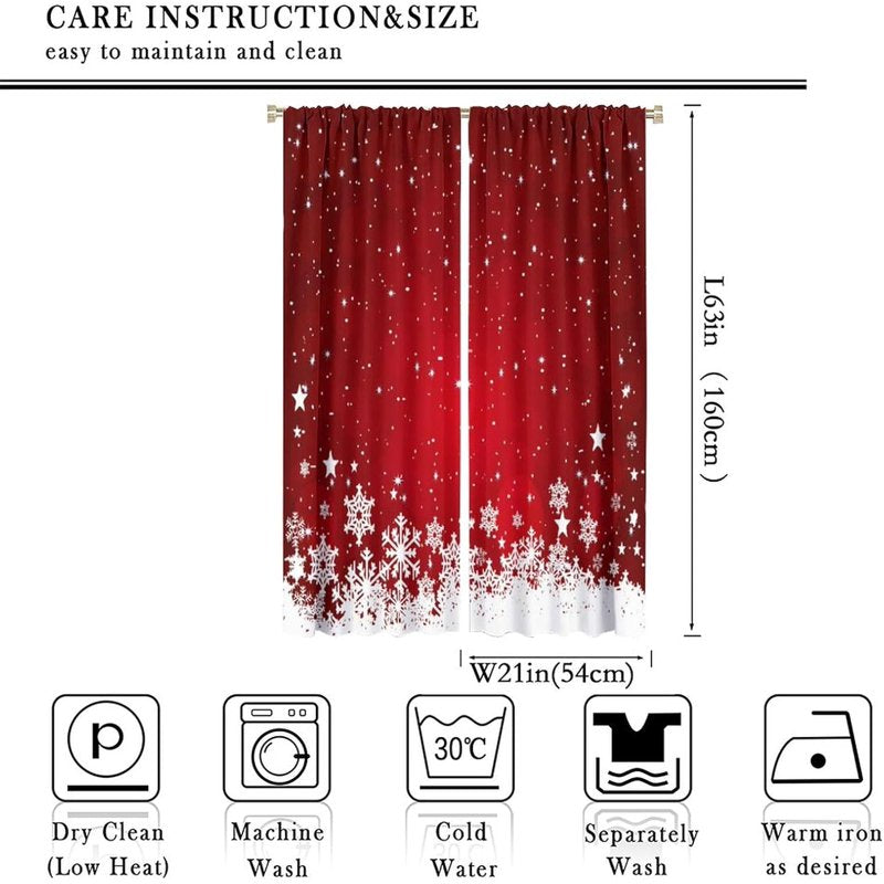 Christmas Holiday Snowflake Elf Window Curtains - 42x63 Inches for Living Room Decor