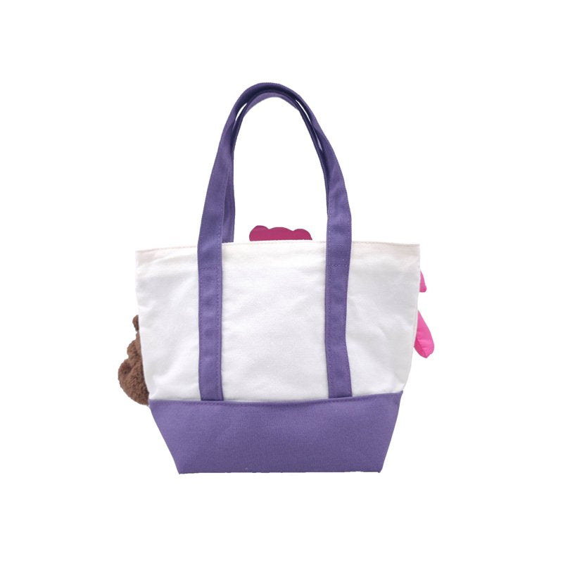 Kids Teddy Bear Mini Tote Bag with Front Pocket & Plush Keychain