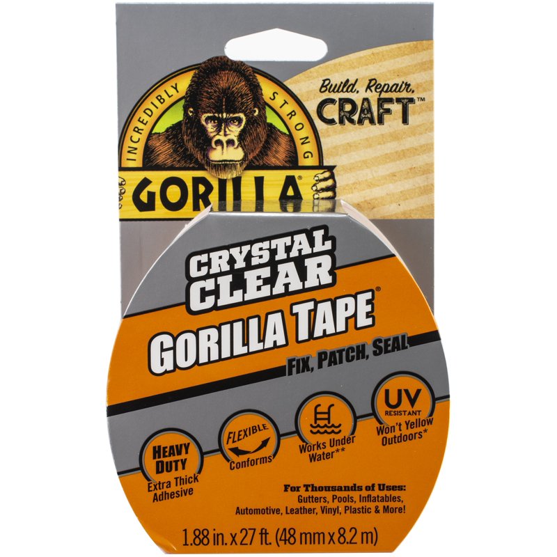 Gorilla Clear Repair Tape - Heavy Duty Weatherproof Sealing, 9 Yard Roll