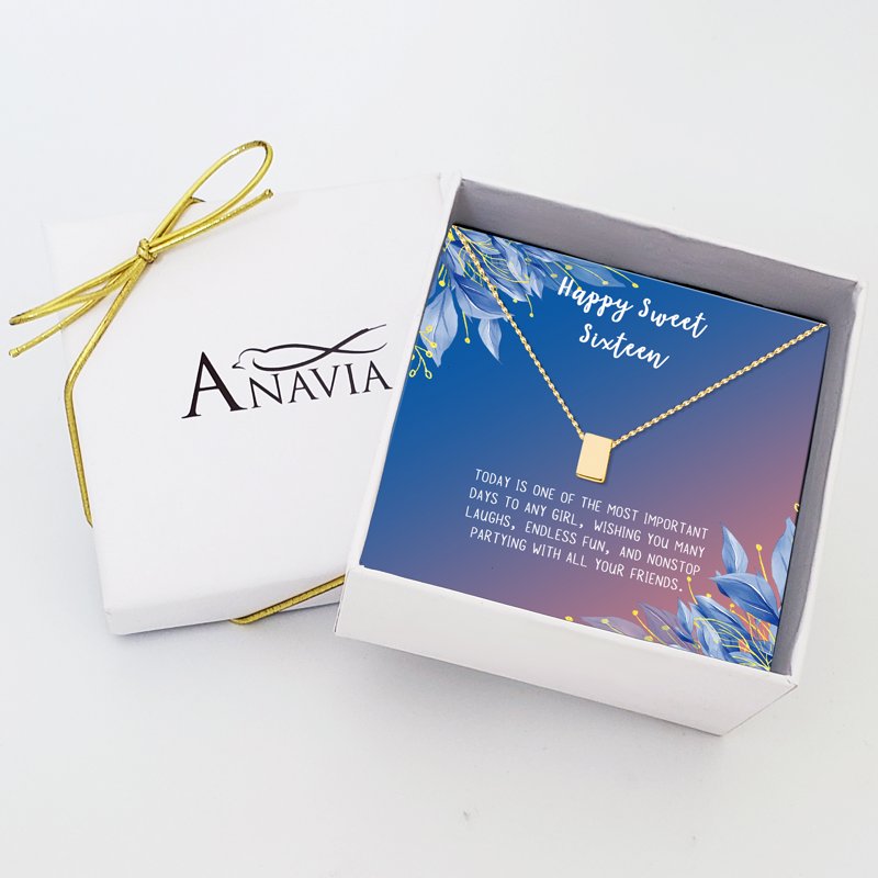 Sweet 16 Necklace for Girls - Birthday Gift with Cube Charm in Multiple Colors