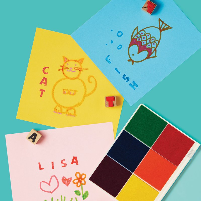 Multicolor Stamp Pad Set with Washable Ink for Arts & Crafts - 6 Bright Colors