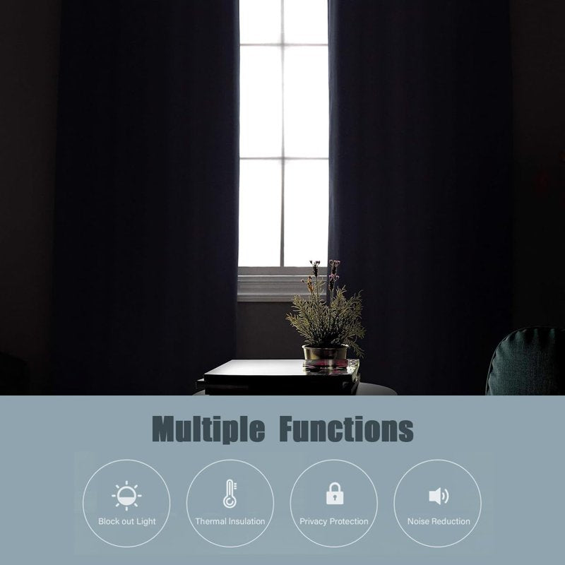 Blackout Curtain Panels for Bedroom Living Room - Floral Leaf Grommet Drapes