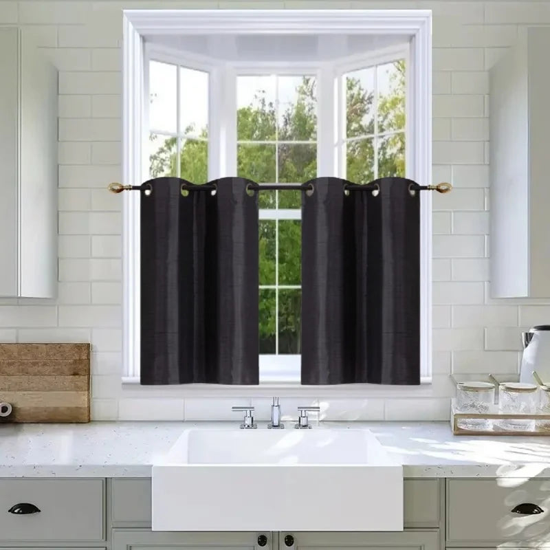 Short Window Curtain Set with Foam Backing Grommet Panels for Kitchen & Small Windows